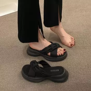 Тапочки на толстой подошве, женские удобные повседневные летние туфли, модные шлепанцы на платформе, женские пляжные шлепанцы, обувь Zapatillas Mujer 35