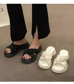 Тапочки на толстой подошве, женские удобные повседневные летние туфли, модные шлепанцы на платформе, женские пляжные шлепанцы, обувь Zapatillas Mujer 35 чёрный