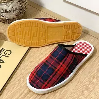 Тапочки на тонкой тканевой подошве для мужчин и женщин – нескользящая обувь Baotou для дома и улицы на весну и осень Size 34