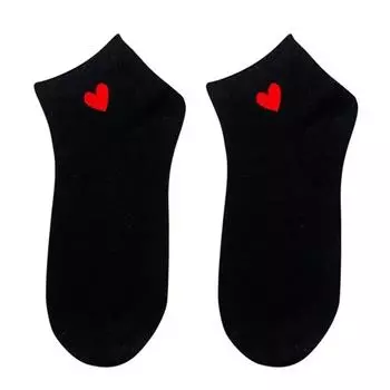 Тапочки-носки женские Heart Ankle High Low Cut Cotton Cocks Black 5 PAIRS белый