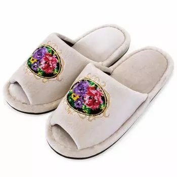 Тапочки OKA бежевые размер ноги до 25 см шениль розовый приблизительно. (Элегантный Великолепный) бежевый