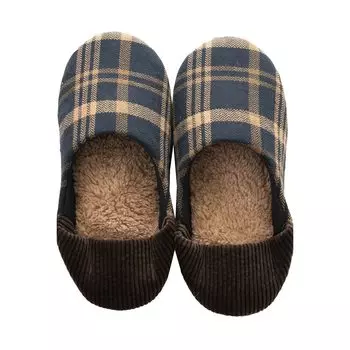 Тапочки OKA Japanese Tweed в клетку, размер M, синий, размер примерно 100 см (Стопа 22см~24см) (Сделано в Японии, можно стирать, теплый)
