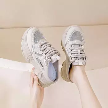 Тапочки-полушапки на толстой подошве, женские, носят новую женскую обувь летом, универсальные сетчатые ленивые маленькие белые туфли J 35 белый