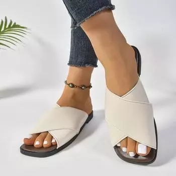 Тапочки-полушапки с плоским дном и мягким носком для женщин, лето 2025 г. 36 белый