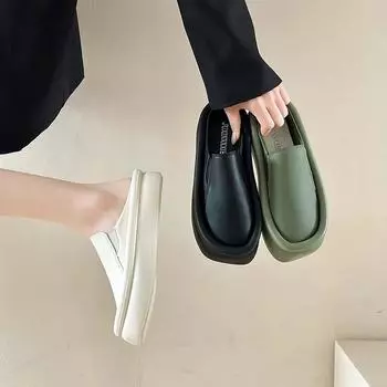 Тапочки Повседневные французские полуподдерживающие туфли Модные универсальные легкие сандалии и тапочки на толстой подошве с эффектом поролона 40 чёрный