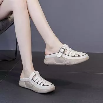 Тапочки Повседневные плоские сандалии 35 зелёный