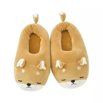 Тапочки Ribuhaato Room Shoes Premium Nemunemu Animals Shiba Inu Kotaro, тапочки для дома, милые, жевательные, пушистые 24411-44