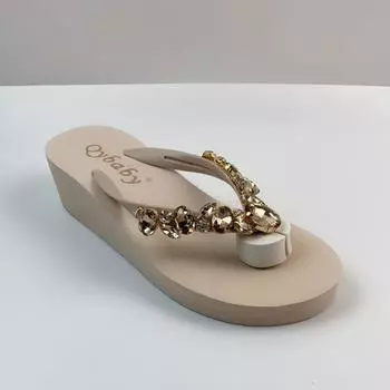 Тапочки с бриллиантами, женская летняя одежда для отдыха на открытом воздухе, пляжная обувь, сандалии, женская сексуальная обувь, шлепанцы на каблуке для женщин, Chanclas Mujer 35