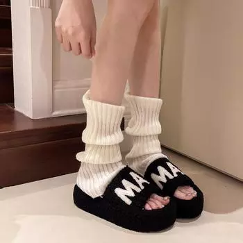 Тапочки с буквами Мао Мао, модные домашние, удобные, с толстой подошвой, с одним символом, женские, милые, с толстой подошвой, хлопковые, швабры 35 чёрный