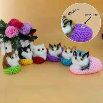 Тапочки с имитацией звука, плюшевая игрушка в виде кота, детские украшения, лучший подарок на день рождения жёлтый