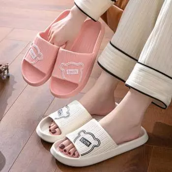 Тапочки с медведем, женские домашние нескользящие сандалии для пар с мягкой подошвой 36-37