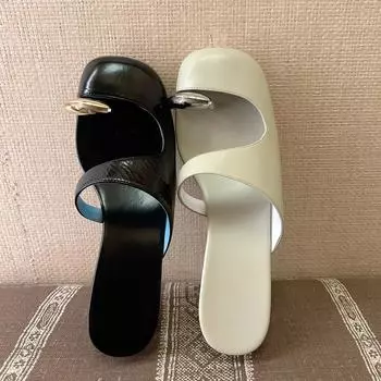 Тапочки с металлическим носком и танкеткой для девочек Baotou Slippers женские новые повседневные тапочки Sandalias De Mujer Verano 2024 Zapatos 35 бежевый