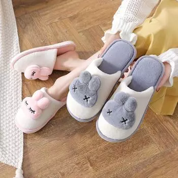 Тапочки с рисунком для женщин зимой, теплая домашняя обувь на толстой подошве для мужчин 36-37 зелёный