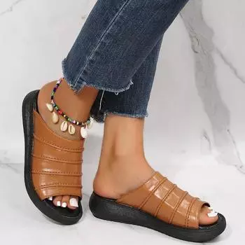 Тапочки с толстой подошвой, летний наклонный каблук, модный «рыбий рот», открытый носок, качающаяся подошва, губчатый каблук, женская повседневная обувь 40 белый