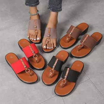 Тапочки с застежкой на носок, женская обувь на каблуке, сандалии на танкетке, повседневные шлепанцы на платформе 36 коричневый