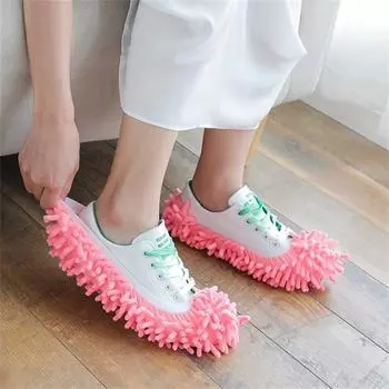 Тапочки-швабры Dust Duster, многофункциональные моющиеся носки из микрофибры для мытья полов, чехол для обуви кофейный