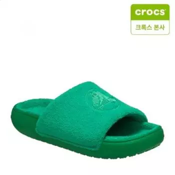Тапочки-слайды Crocs Classic Towel Slide, зеленые, 209962, 3, белый Blue/M8W10(265mm)