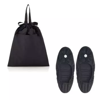 Тапочки Smile Royal Slippers Jewel Mobile Slippers, сумка для обуви, комплект из 2 предметов, шифон, драгоценности RSSL2023002 LL [Школа ангелов] & (Черный цветок) чёрный