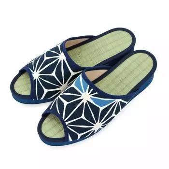 Тапочки-татами для дома и улицы, татами из конопли, темно-синие, 14 л [Takeharu], женские, Япония, татами, использование, сандалии, камыш, тапочки, листья, синие,