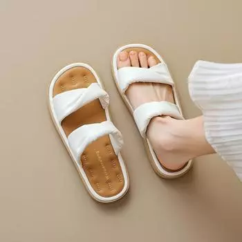 Тапочки Treading shit sense женские летние уличные туфли сказочный стиль облачные сандалии с одним ремешком повседневные сандалии тащить мягкий низ 35 абрикосовый