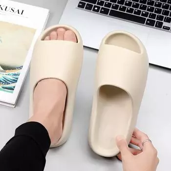 Тапочки TUINANLE Eva, толстые мягкие подошвы, ощущение лета, когда наступаешь на губку, чтобы расслабиться, пляжные нескользящие сандалии 36-37 бежевый