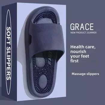 Тапочки унисекс нескользящие для акупрессурного массажа с мягкой подошвой для использования в помещении 40-41 чёрный