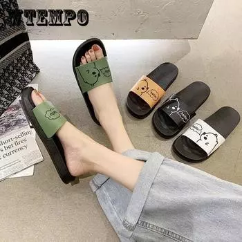 Тапочки в корейском стиле, женская летняя одежда, студенческая одежда с милым медведем, домашние купальные нескользящие сандалии с мягкой подошвой и тапочки 36-37