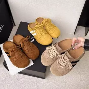 Тапочки в стиле ретро с сумкой на голове, женские, носят одну педаль, толстая подошва, ленивый человек увеличивает рост, повседневная обувь для моральной подготовки, новинка весны и лета 2025 года 35