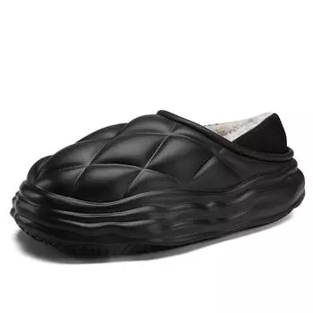 Тапочки, закрывающие каблук, мужские тапочки с добавлением хлопка, водонепроницаемые тапочки, мягкие и удобные, нескользящие, износостойкие 40-41 чёрный