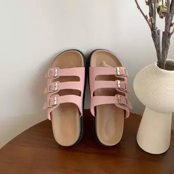 Тапочки женская одежда летняя нескользящая интернет знаменитость мягкая подошва беременные женщины домашняя пляжная обувь трендовые сандалии 35 чёрный