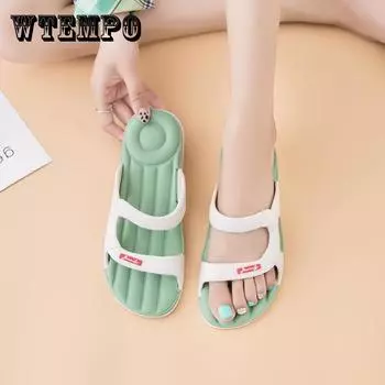 Тапочки, женская уличная одежда, летние домашние нескользящие универсальные сандалии на толстой подошве и мягкой подошве, удобные мягкие тапочки