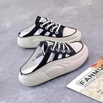 Тапочки женские 2024 года, новая летняя верхняя одежда, сандалии с толстой подошвой и одной педалью, повседневные сандалии высокого класса Интернет-знаменитости 35 бежевый