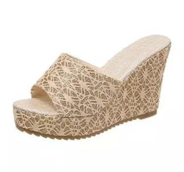 Тапочки женские босоножки на каблуке женская обувь на каблуке платформа одно слово тапочки дизайнерские замшевые туфли на танкетке большого размера водонепроницаемые летние новые 35