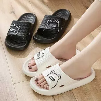 Тапочки женские домашние для ванной комнаты нескользящие тапочки из ЭВА на толстой подошве домашние легкие сандалии для пар 36-37 зелёный