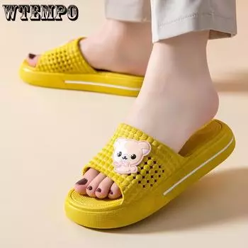 Тапочки, женские летние легкие домашние туфли на толстой подошве, Нескользящие милые шлепанцы, сандалии 36 оранжевый