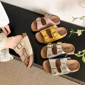 Тапочки женские летние на толстой подошве с мягкой подошвой классные тапочки верхняя одежда летняя ретро повседневная универсальная модная нескользящая удобная пляжная обувь 35 серебряный