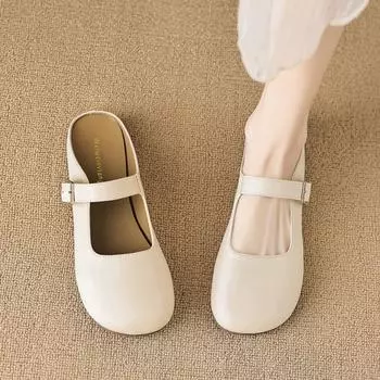 Тапочки Женские летние винтажные полутапочки на плоской подошве 35 абрикосовый