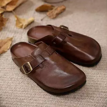 Тапочки женские мюли туфли на плоской подошве повседневная обувь на платформе женская трендовая обувь 2024 года для ходьбы уютные туфли с открытой пяткой осень новая мода ретро сапатос 35 чёрный