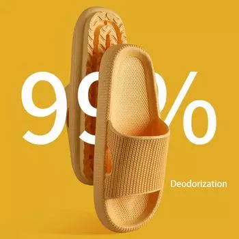 Тапочки женские нескользящие сандалии унисекс пляжная обувь из ЭВА на толстой платформе летние модные мужские тапочки для душа на мягкой подошве 36-37 чёрный