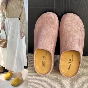 Тапочки женские верхняя одежда весна толстая подошва одно стремя ленивые туфли Baotou полутапочки женские модные женские летние туфли дышащие для жаркой погоды 35