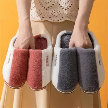 Тапочки женские зимние толстые теплые хлопковые туфли мужские большие размеры домашние мягкие шлепанцы на платформе нескользящие женские тапочки 40-41 серый