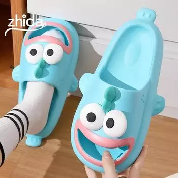 Тапочки ZHIDA с рисунком для женщин и мужчин, летняя обувь, мягкие противоскользящие тапочки из ЭВА для пар, для ванной, пляжа, легкие тапочки для душа 36-37&CHINA синий