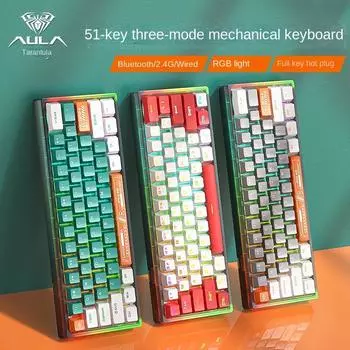 Тарантул 61 клавиша беспроводной Bluetooth ось зеленого чая маленький планшет iPad офисная игра механическая клавиатура rainy season Blue Switch