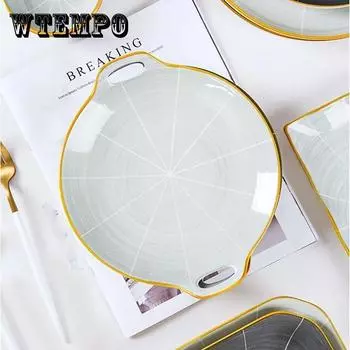 Тарелка Бытовая сетка Красная ценная тарелка Тарелка с фруктами Креативная утолщенная тарелка с фруктами Обеденная тарелка Практичная посуда Бинауральная тарелка