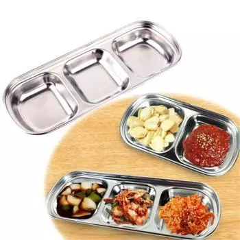 Тарелка для барбекю, диск для соуса, кухонная тарелка из нержавеющей стали, инструмент для приправы 4 Grid серебряный