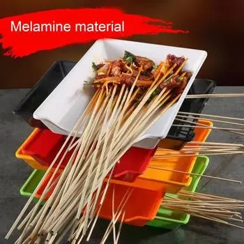 Тарелка для барбекю, квадратная термостойкая меламиновая многофункциональная многоразовая тарелка на вертеле, кухонные принадлежности L белый