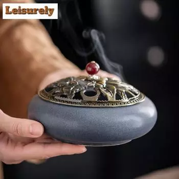 Тарелка для благовоний Zen Rhyme Plum Blossom, креативная керамическая многоцветная ароматерапевтическая горелка, подставка для благовоний в чайную комнату, сиденье