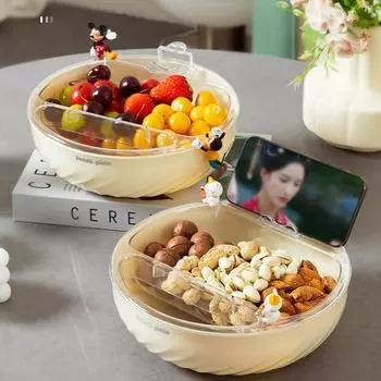 Тарелка для хранения закусок в гостиной, двухслойная емкость для сбора фруктов, корзина для фруктов, инструмент для раскалывания семян дыни, тарелка для орехов