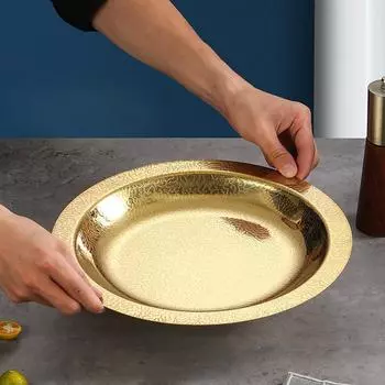 Тарелка для лобстера «Сукияки», круглая домашняя тарелка, коммерческий поднос, гостиничная посуда, нержавеющая сталь, морепродукты, большая кофейная корейская тарелка 24cm