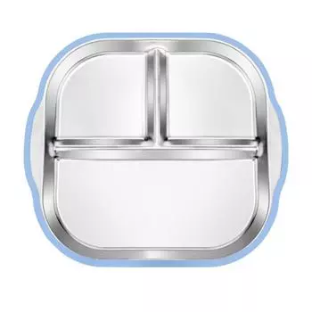 Тарелка для малышей из нержавеющей стали с присоской, 3-секционная детская миска с нескользящей силиконовой ручкой, небьющаяся металлическая детская тарелка